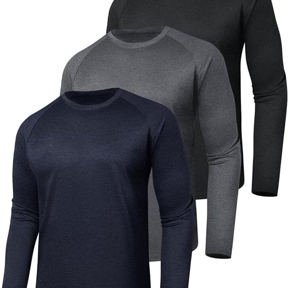 Quick-Dry Long Sleeve Shirt 3 Pack Men UV Protection